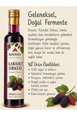 Karadut Sirkesi 250 Ml- %100 Doğal Fermente, Katkısız