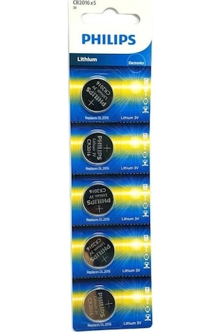 Philips CR2016 3V Lityum Düğme Pil 5'li