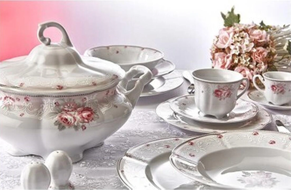 Opema 83 Parça Spring Rose Yemek Takımı Süt Beyazı