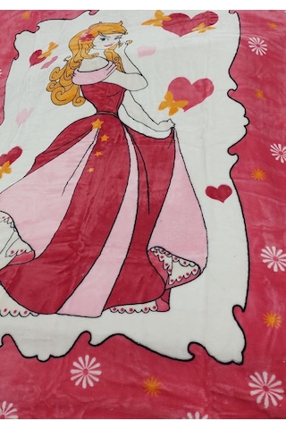 Aksu -prenses Kalpli- Tek Kişilik Çocuk Battaniye 155x215 Pembe