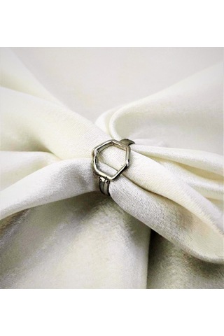 GÜMÜŞ KAPLAMA KARARMAZ ALTIGEN FİGÜR ALTTAN AYARLI EKLEM YÜZÜK-YÜZÜK17 Gümüş