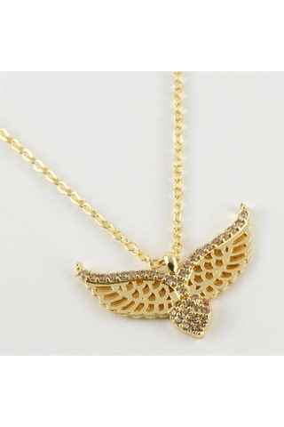 Ervanur Zirkon Taşlı Melek Kanatlı Kalp Kolye Altın