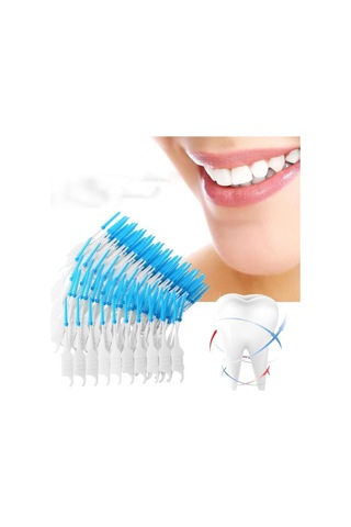 Sones 200 Adet / Kutu Çift Kafa Yumuşak Silikon Spiral Diş İpi Taşınabilir Diş Bakımı Temizleme Aracı