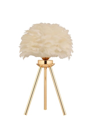 İstanbul Avize Abajur Gold Beyaz Deve Tüylü Abajur Gold