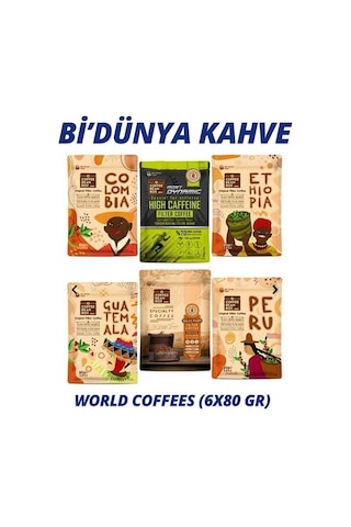 Altın Telve Coffee Bean Box Bi'dünya Filtre Kahve World Coffees 80'ler 6 x 80 G