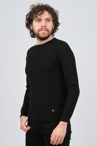Çizgi Triko Erkek Bisiklet Yaka Slim Fit Kazak 42554259 Siyah Siyah