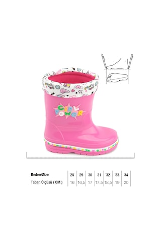 Gezer 00678 Kız Çocuk Termal Astarlı Su Yağmur Geçirmez Çizme Fuşya