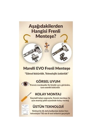 Marelli Evo Star Tipi Frenli Pistonlu / Stoplu / Hidrolikli Dolap İçin Menteşe Yavaşça Kapar Diğer