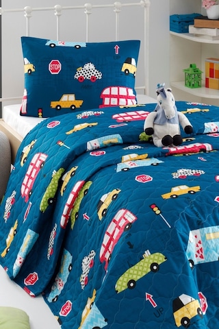 Eponj Home Kapitone Yatak Örtüsü Seti Tek Kişilik Paula Mavi Mavi