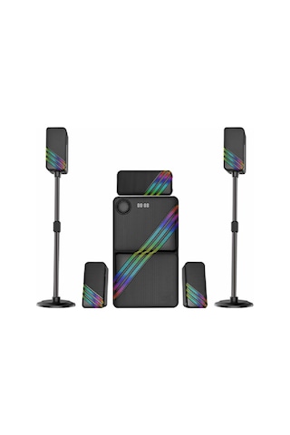 Hepu 175 Watt Hp-tv03 5+1 Ev Sinema Sistemi Bluetooth + Usb + Sd Kart + Aux + Kumandalı Rgb Tasarım
