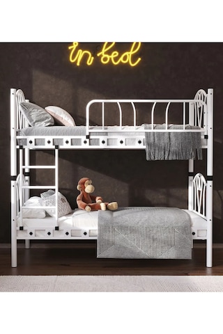 Missidea Orkide Dekoratif Metal Ranza & Karyola Seti Beyaz 90x190 Cm 90 x 190