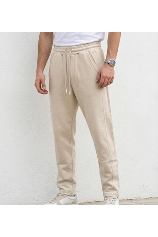 Plus Scorpion Erkek Slim Fit Pamuklu Eşofman Altı Bej