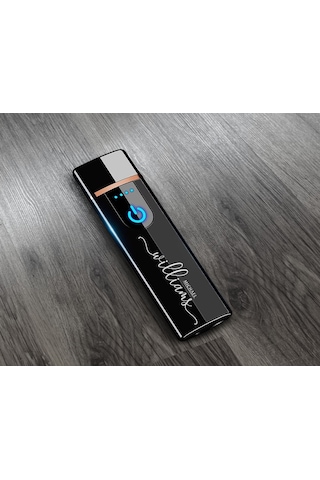 Bk Gift Kişiye Özel Siyah Sigara Tabakası ve Elektronik Dokunmatik Alevsiz Şarjlı Çakmak Seti 15