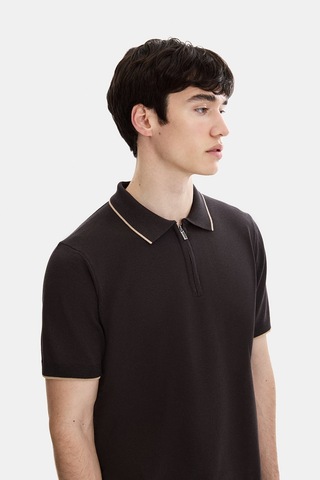 Back And Bond Kahverengi Regular Fit Fermuarlı Polo Yaka Triko Çok Renkli