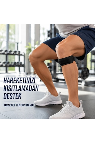 Diz Tendon Bandı Ayarlanabilir Cırtlı Sporcu Destek Bandı Siyah