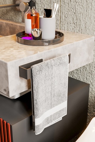 Paslanmaz Çelik Havluluk / Yapışkanlı Sistem / Mat Siyah