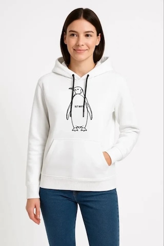 Etiler Collection Nihilist Penguen Özel Tasarım Oversize Kapüşonlu Sweatshirt - Beyaz