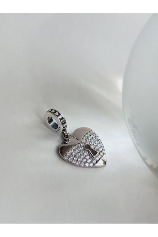 Gümüş Kalp Anahtar Tasarım Aşk Charmı Kadın Charm