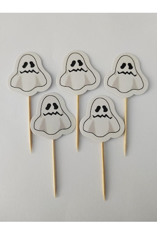 30 Adet Dekoratif Karton Hayalet Cadılar Bayramı Kürdanı 6,5 Cm - Halloween
