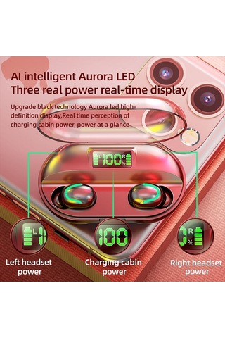 T2 Bluetooth 5.0 Tws Dokunmatik Dijital Ekran Şarj Kutusu İle Gerçek Kablosuz Bluetooth Kulaklık Beyaz