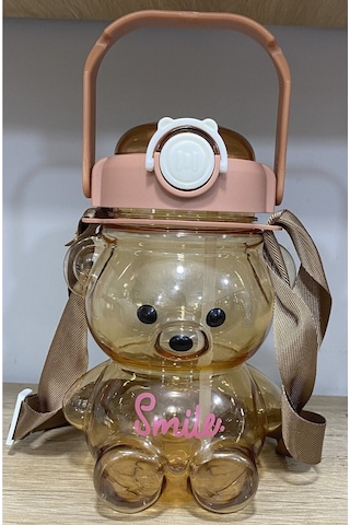 Smile Ayıcıklı 1000 Ml Matara Su Şişesi Bpa Içermez Turuncu Plastik Diğer