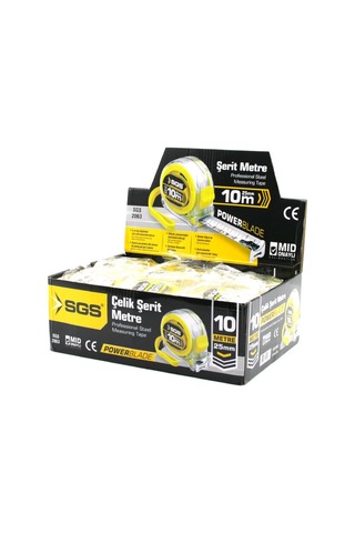 12 Adet 10mt X 25mt Şeffaf Stoplu Şerit Metre 5705 Standart
