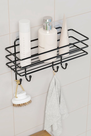Zabata Yapışkanlı Askılı Banyo Rafı Duş Şampuanlık Duvar Düzenleyici Mutfak Tezgah Duvar Organizer Siyah