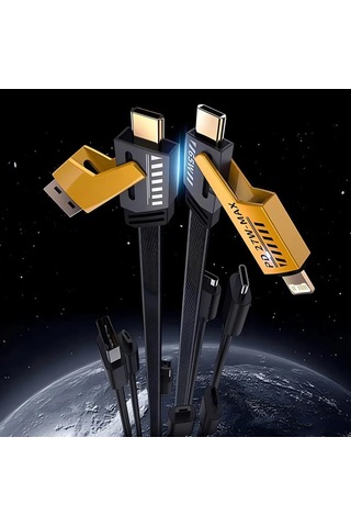 Divex 4 İn 1 Çoklu Usb Şarj Kablosu: 100 Cm, Type C To Lightning Örgü Şarj Kablosu Usb A/usb C 65w Tip C/27w Pd Her Diğer
