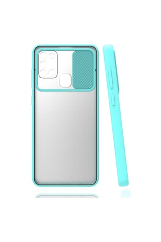 Ekılıf - Samsung Galaxy M31 Uyumlu - Kılıf Slayt Sürgülü Arkası Buzlu Lensi Kapak - Lacivert