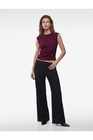 Koton Krep Scuba Slim Fit Drape Detaylı Kolsuz Bisiklet Yaka Bluz Bordo 7wak10037ek