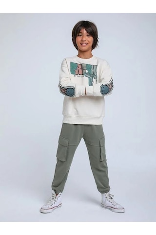 Jack Lions Erkek Çocuk Fresh Dokulu İnce Şardonlu 3 İplik Sweatshirt-14257 Krem