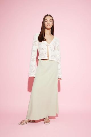 DeFacto A Kesim Yüksek Bel Keten Karışımlı Maxi Etek E9805AX25SMGN1181 Yeşil