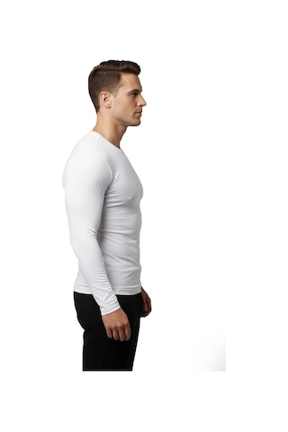 Deepsea Beyaz Dar Kalıp Likralı %90 Pamuk Erkek Sweatshirt Vücuda Oturan İnce Penye Sweat 2300423 Beyaz