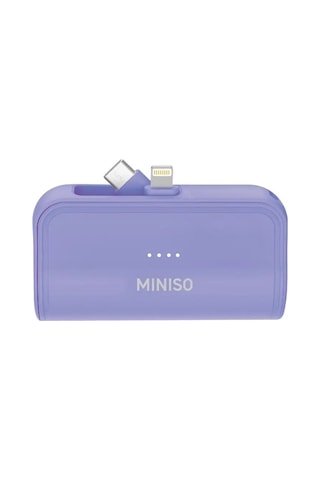 Miniso Lisanslı Çift Kablolu 4500mah Powerbank X-45dx Mor Kompakt Şarj Desteği Lila