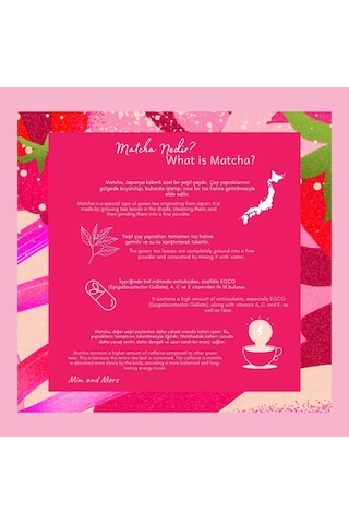 Mim and More Raspberry Strawberry Matcha Ahududu Çilek Aromalı Matcha 25 G