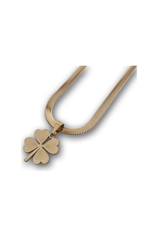 Uzel Çelik İtalyan Zincirli Kalp Yonca Kolye