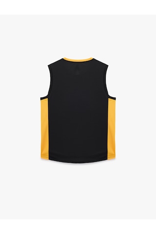 Koton Regular Fit Kolsuz Renk Bloklu Bisiklet Yaka Baskılı Spor Atlet Siyah 7wam30006nk