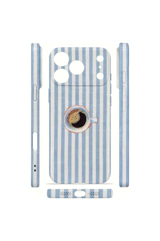 Apple iPhone Uyumlu 17 Pro Vorian İnce Kamera Korumalı Mika Kılıf Morning Coffee Stripe Morning Coffee Stripe Mika
