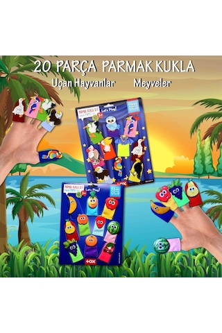 2 Set - 20 Parça Tox Meyveler ve Uçan Hayvanlar Parmak Kukla T105