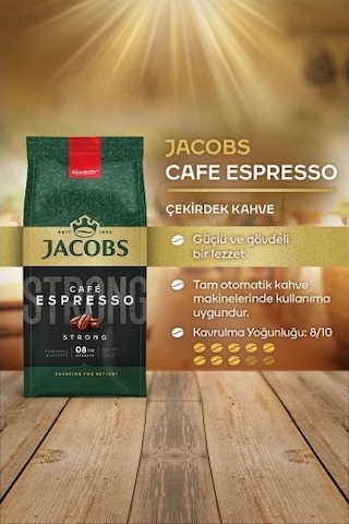 Jacobs Cafe Espresso Çekirdek Kahve 500 Gr X 4 Adet PKT.JACOBS.027 Çekirdek