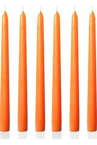 6 Lı Kısa Turuncu Konik Şamdan Mum Yükseklik 18 Cm Turuncu