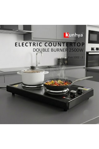 Kunhya KUN-1002 İki Gözlü Elektrikli Ocak Siyah Emaye