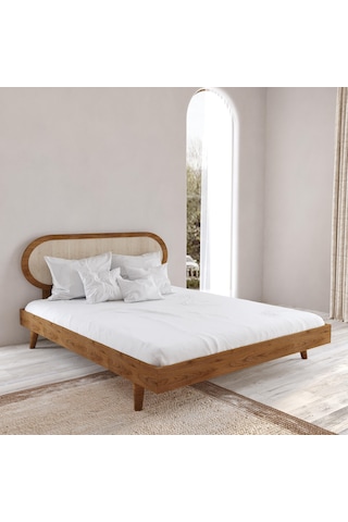 Padova Hazeran Ahşap Ceviz Karyola Kolay Kurulum-930 Çift Kişilik