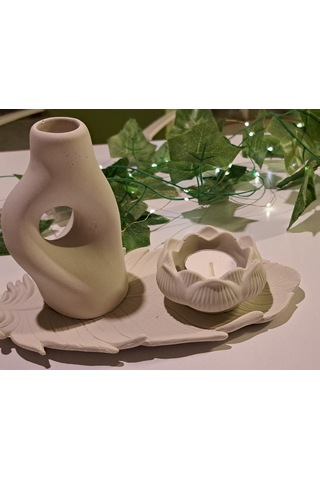 Flora Vazo Ve Lotus Çiçeği 3 Lü Takım