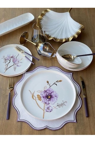 Yemek Takımı Modern Violet 24 Parça 6 Kişilik Renkli