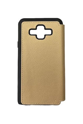 Jopus Galaxy J7 Duo İle Uyumlu Premium Kapaklı Kılıf Gold Gold