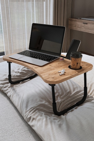 Bofigo Portatif Katlanır Laptop Sehpası Telefon Tutuculu Çam