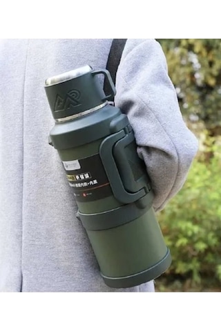 Paslanmaz Çelik 2,5 Litre Termos 48 Saat Sıcak 72 Saat Soğuk Seyahatte Kampta Piknikte - Yeşil Yeşil