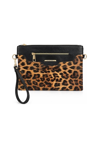 Sanmorris Kadın Suni Deri Ayarlanabilir Çapraz Ve El Askılı Portföy, Clutch Çanta S-1360 Leopar Desenli