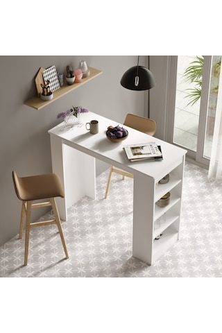 Yurudesign Style Bar Masası Mutfak Yemek Masası Beyaz St1-W
